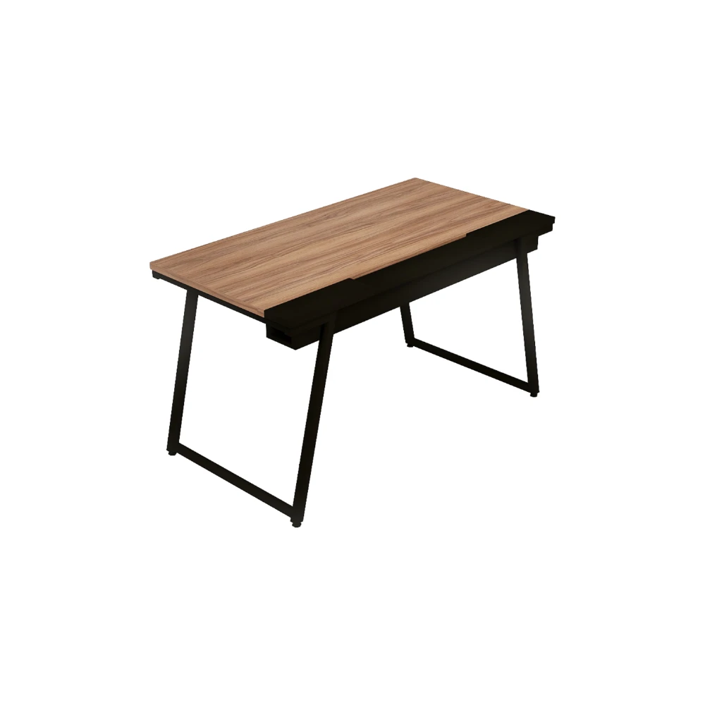 Mesa de escritório retangular industrial com extensão e bandeja Soho